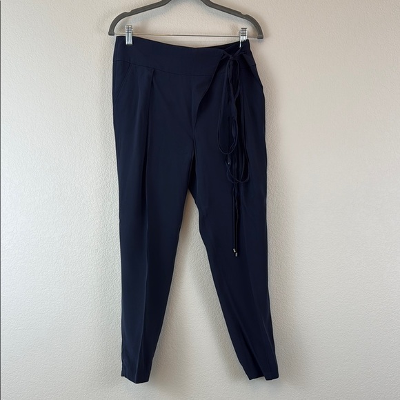 Tibi Blue 100% Silk Ankle Cropped Pants Size 0 - Picture 1 of 10